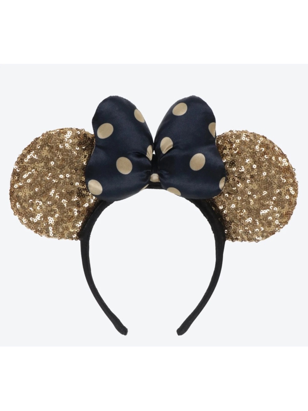 Japan Tokyo DISNEY Resort Store Ears HeadBand Hat Sequin Gold Dot Pattern Adult